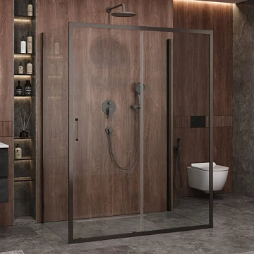Душевой уголок Cezares Molveno AH 12 160+90 C GM IV 160х90 см, профиль оружейная сталь, стекло прозр