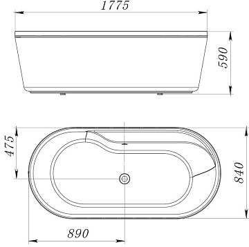 Акриловая ванна BelBagno 180x85 см, BB14-K