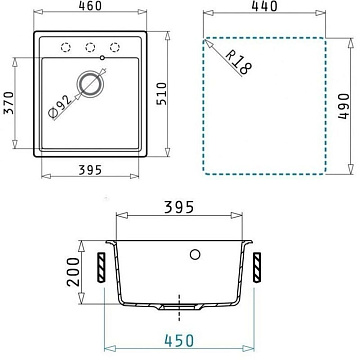 Кухонная мойка кварцевая Uperwood Quartz UPD-07-02, прямоугольная, бежевая