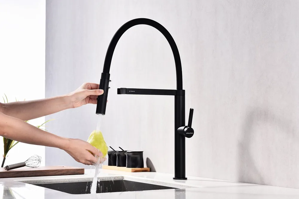 Смеситель для кухни Paulmark LeaderLe214101-AN, антрацит, с гибким изливом Sancos — официальный сайт
