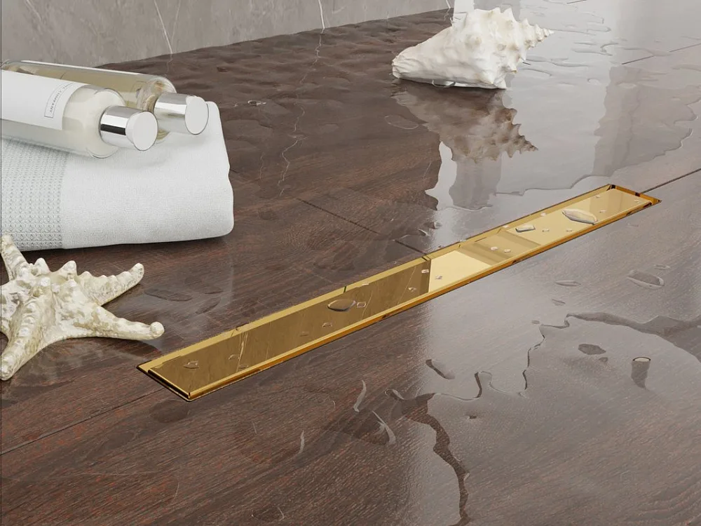 Душевой трап (лоток) Plumberia Selection PST In-Tile 70 см, золото 24К Sancos — официальный сайт