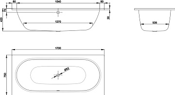 Стальная ванна Bette BetteStarlet Plus 170x75 см, встраиваемая, на ножках, с самоочищающимся покрыти
