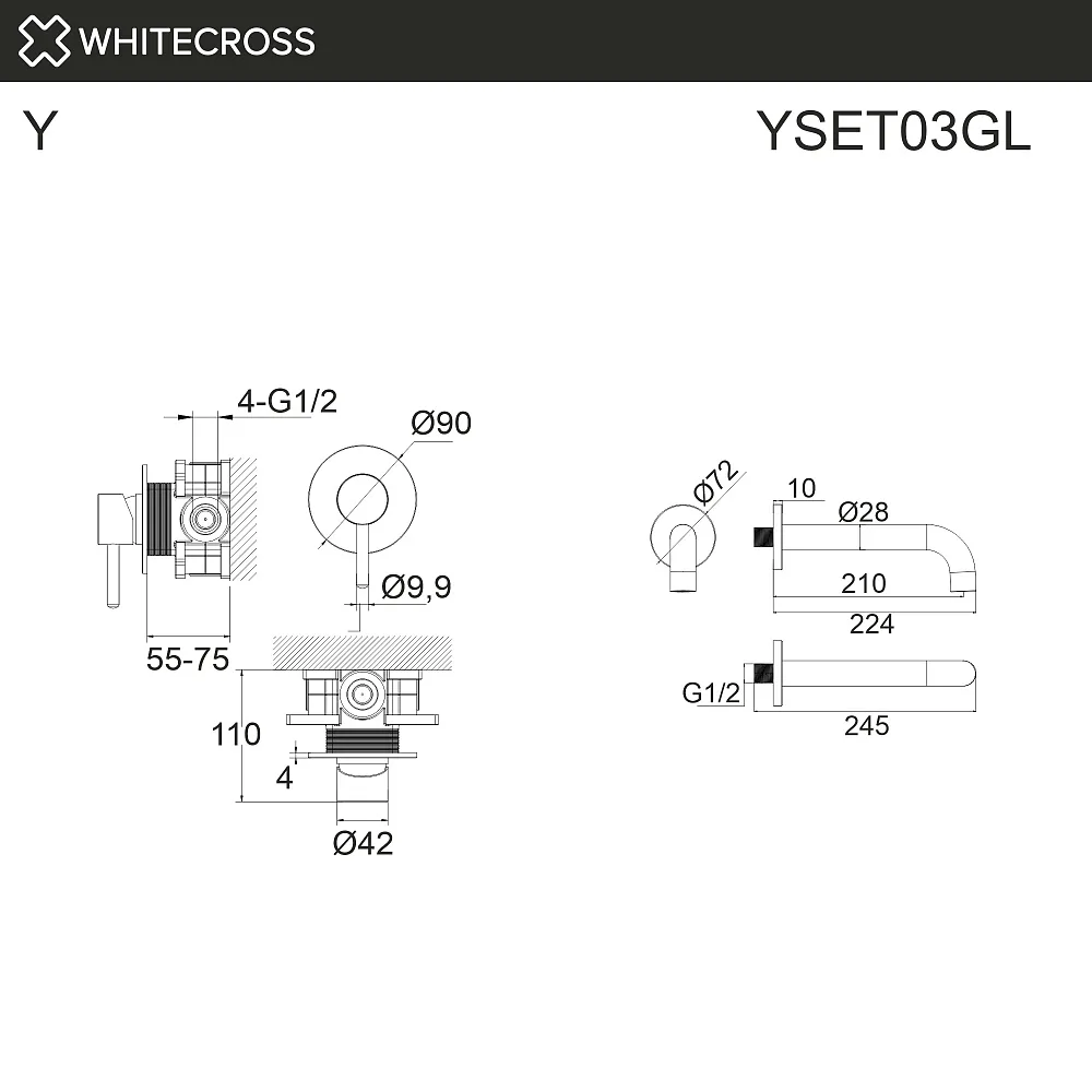 Смеситель для раковины WHITECROSS Y YSET03GL С ВНУТРЕННЕЙ ЧАСТЬЮ, золото Sancos — официальный сайт