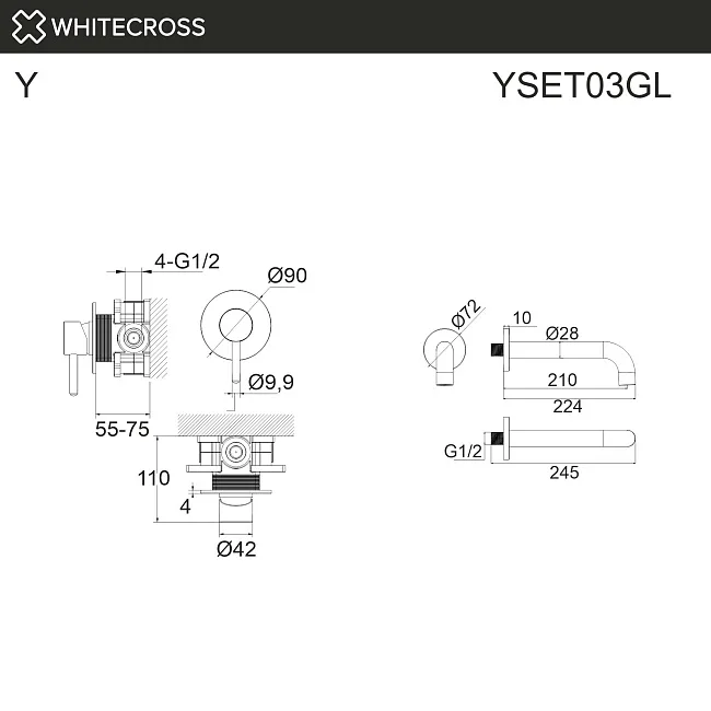 Смеситель для раковины WHITECROSS Y YSET03GL С ВНУТРЕННЕЙ ЧАСТЬЮ, золото Sancos — Оригинал