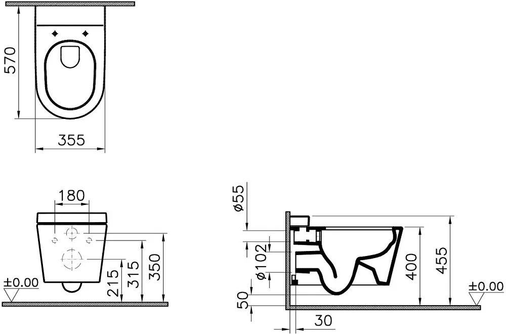 Унитаз подвесной VitrA Nest 5176B003-6233 Sancos — официальный сайт
