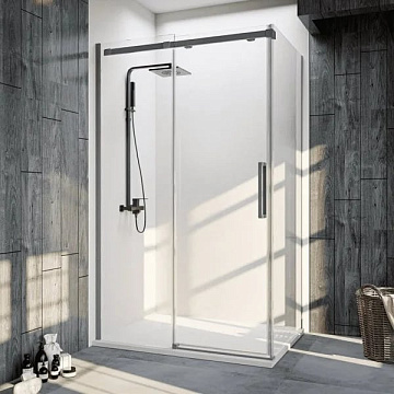 Душевой уголок Veconi Rovigo RV-070GR 160х90 см, профиль брашированный графит, стекло прозрачное