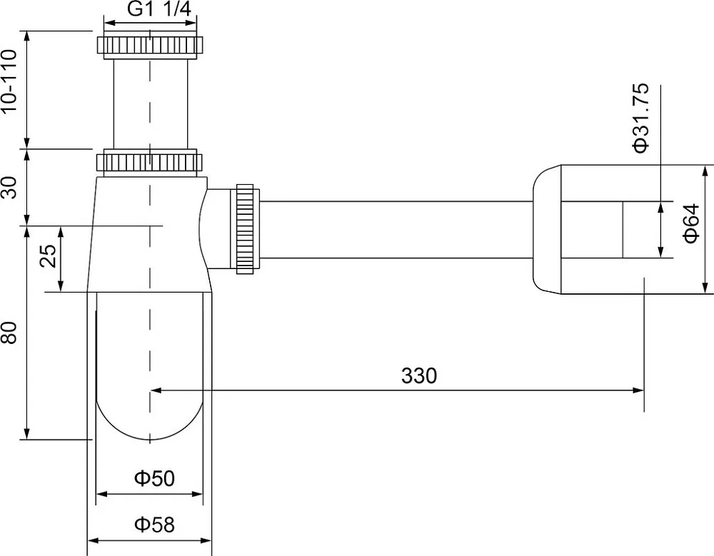 Сифон для раковины Timo 960/03L, черный Sancos — официальный сайт