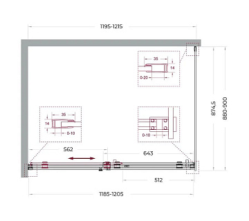 Душевой уголок BelBagno Soft Close-2 AH-1-120/90-C-GM профиль оружейная сталь