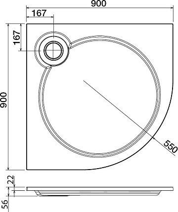 Поддон для душа Cezares Tray TRAY-S-R-90-550-56-W R 90x90