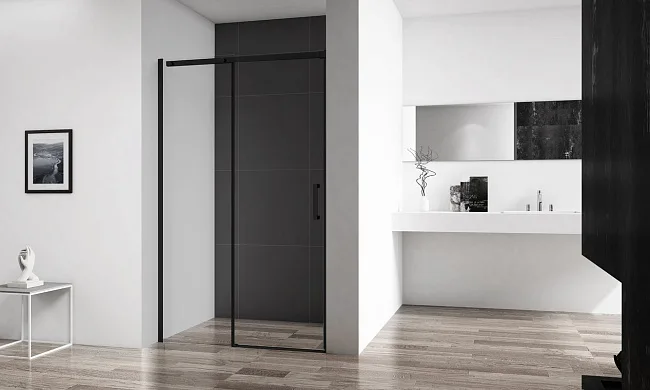 Душевая дверь в нишу BelBagno Acqua BF-1-120-C-NERO черная матовая Sancos — Оригинал