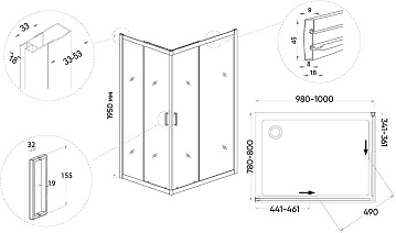 Душевой уголок Veconi Rovigo RV-10 100x80