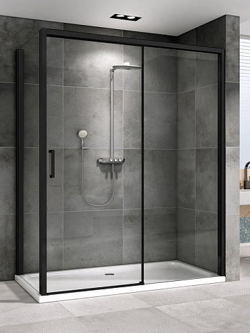 Душевой уголок Abber Komfort AG93130B-S102B 130х100 см, профиль черный, стекло прозрачное