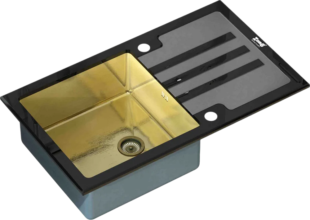 Мойка кухонная Zorg Inox Glass GL-7851-BLACK-BRONZE черное стекло Sancos — официальный сайт