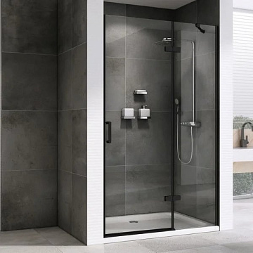 Душевая дверь в нишу Abber Zart AG08100B 100 см, профиль черный, стекло прозрачное