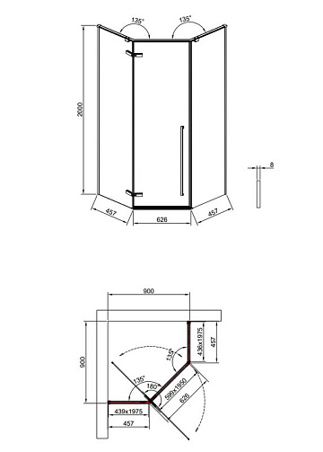 Душевой уголок Timo TTSSP-90/13C-8 90x90 см, профиль никель, стекло прозрачное