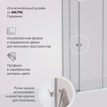 Душевой уголок AM.PM Sunny W87G-403-10080-MT 100x80 см, серебро