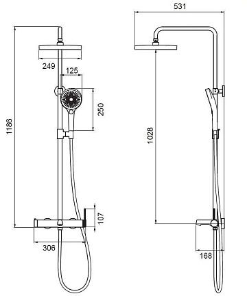 Душевая стойка Vincea Rim VSFS-2RM1CH с изливом, хром