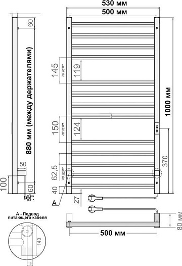 Полотенцесушитель электрический Indigo Attic Romb LСLATCRE100-50BRRt черный муар