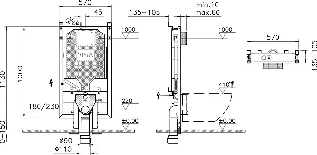 Система инсталляции для унитазов VitrA Vpro 765-5800-01 Sancos — Оригинал