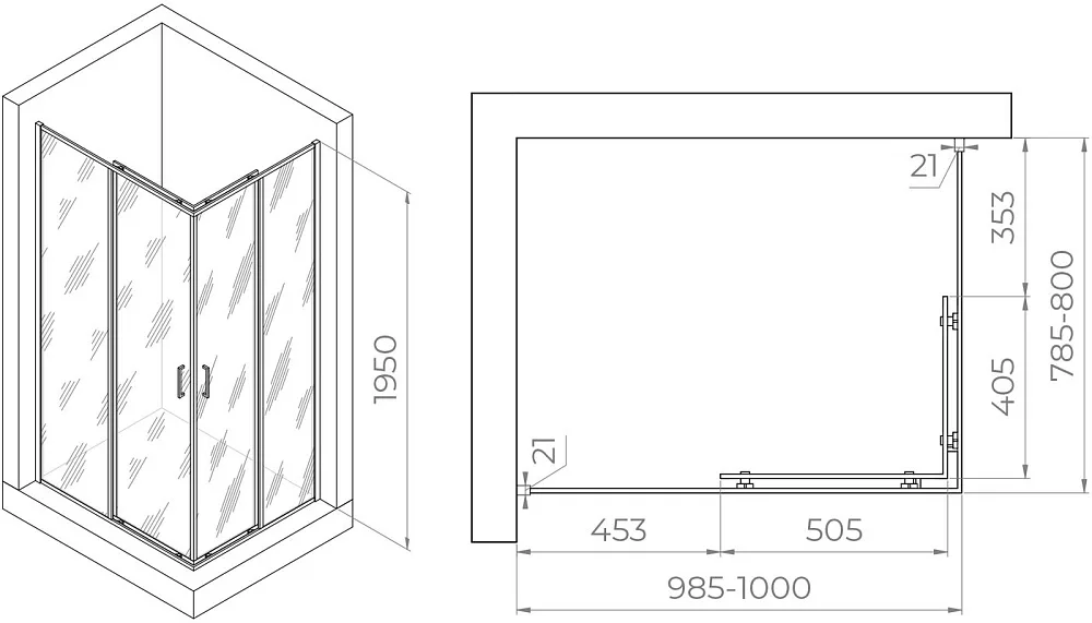 Душевой уголок RGW Passage PA-040 1000x800x1950, профиль хром Sancos — официальный сайт