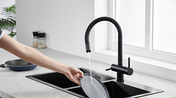 Смеситель для кухни Emar Steel ЕС - 3015 black