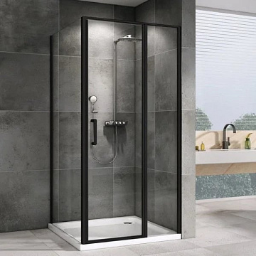 Душевой уголок Abber Sonnenstrand AG04100BS-S90B 100x90, профиль черный, стекло прозрачное