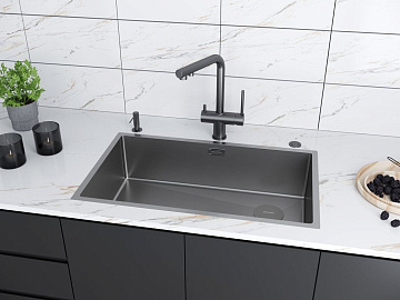 Мойка кухонная Paulmark Next-Skew PM887444-MG серый матовый