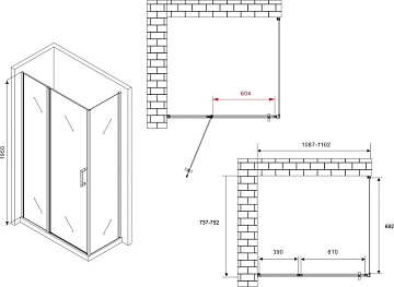 Душевой уголок Abber Sonnenstrand AG04110MS-S75M 110x75, профиль хром, стекло матовое