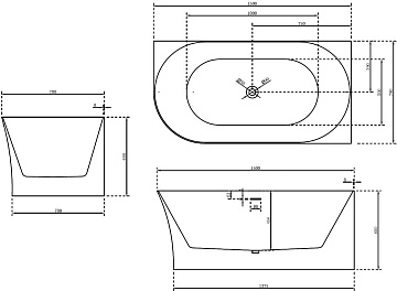 Акриловая ванна Abber 150x80 см, правая, AB9258-1.5 R