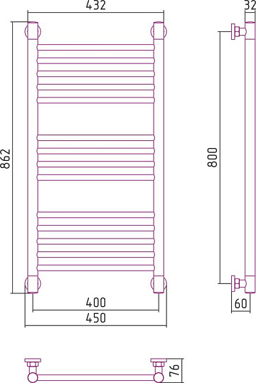 Полотенцесушитель водяной Сунержа Богема + 80x40, прямая