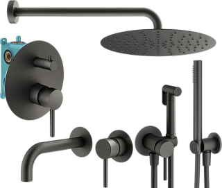 Комплект для ванной Plumberia Selection Ixo KITZXO18GR210 С ВНУТРЕННЕЙ ЧАСТЬЮ, графит матовый