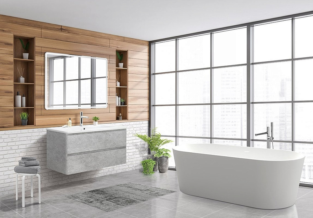 Тумба под раковину без столешницы BelBagno Albano-Cer 105 подвесная, cemento verona grigio