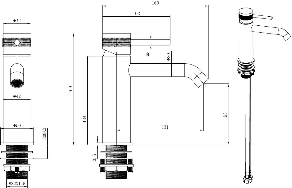 Смеситель для раковины Allen Brau Priority 5.31A01-MG брашированный графит Sancos — официальный сайт