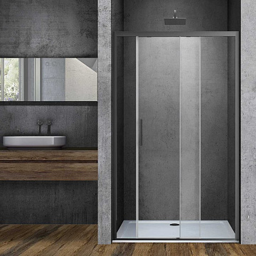 Душевая дверь в нишу Vincea Soft VDS-3SO130CLGM 130 см, профиль вороненая сталь, стекло прозрачное