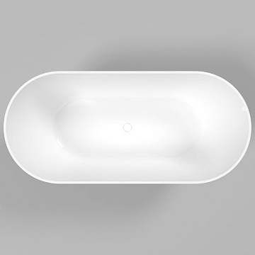 Ванна из искусственного камня WHITECROSS Coral A 165x75 см, отдельностоящая, белая, овальная, с донн