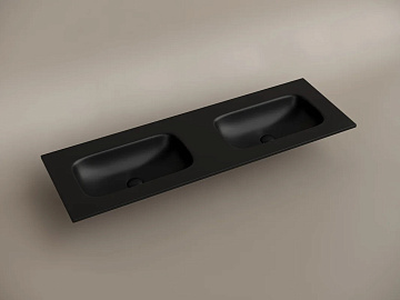 Мебельная раковина Ceramicanova Grace прямоугольная 141см с двумя чашами и отверстиями под смеси