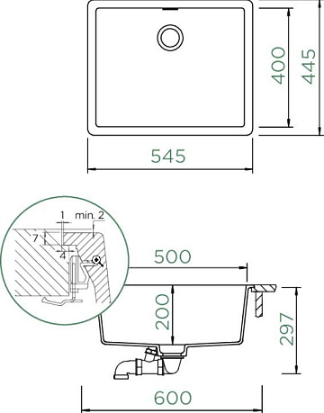Мойка кухонная Schock Greenwich 701037F 60 Cristadur пуро
