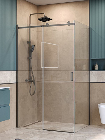 Душевой уголок BelBagno Soft Close-2 AH-1-130/90-C-GM профиль оружейная сталь
