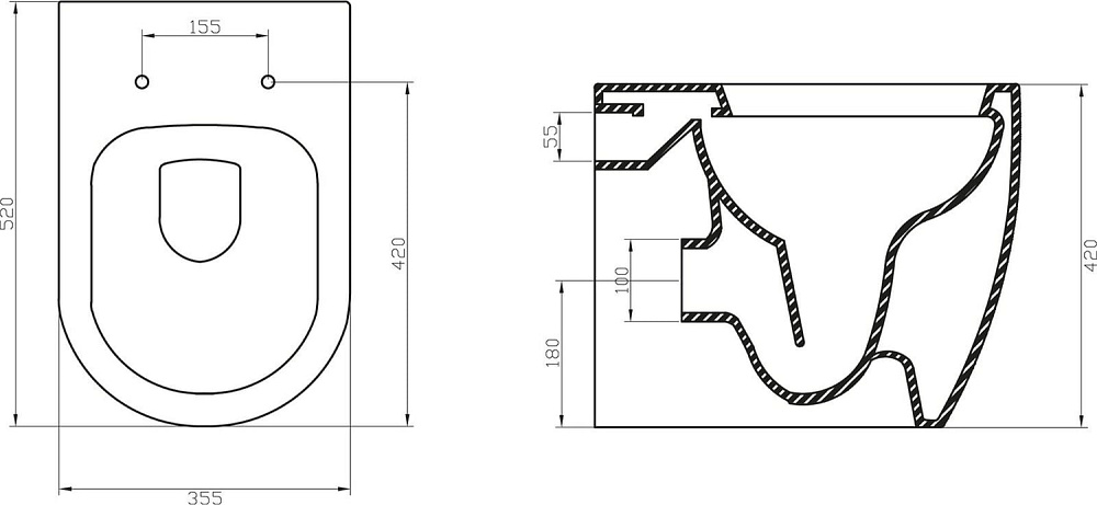 Унитаз приставной напольный BelBagno Marino BB105CBR сиденье BB870SC с микролифтом, безободковый, гл