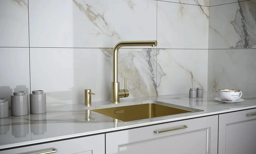 Смеситель для кухни Paulmark Twin Twin Tw213622-LG светлое золото Sancos — официальный сайт
