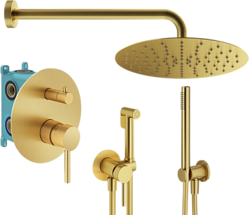 Комплект для ванной Plumberia Selection Ixo KITZXO18OB С ВНУТРЕННЕЙ ЧАСТЬЮ, брашированное золото