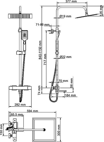 Душевая стойка Wasserkraft Thermo A29901, черная матовая