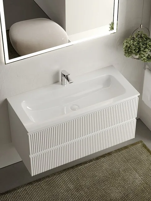 Тумба под раковину Sancos Snob R 100 подвесная Bianco (белый), SNR100W Sancos — Оригинал