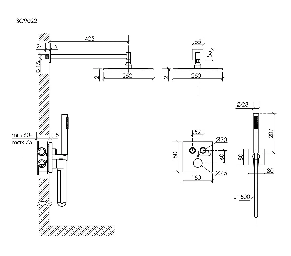 Душевой комплект Sancos Linn SC9022BB С ВНУТРЕННЕЙ ЧАСТЬЮ, брашированная бронза, PVD покрытие Sancos — официальный сайт