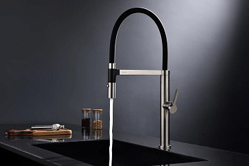 Смеситель для кухни Paulmark Leader Le214101-NI с гибким изливом, никель