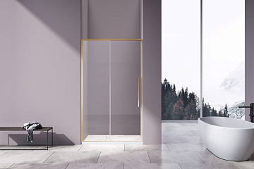Душевая дверь в нишу Vincea Slim-N VDS-4SN110CLG 110 см, профиль брашированное золото, стекло прозра