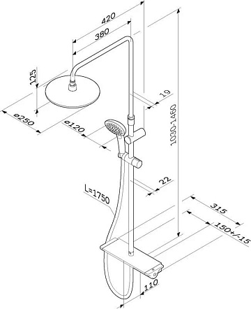 Душевая стойка AM.PM Spirit V2.0 F0770A400, с термостатом
