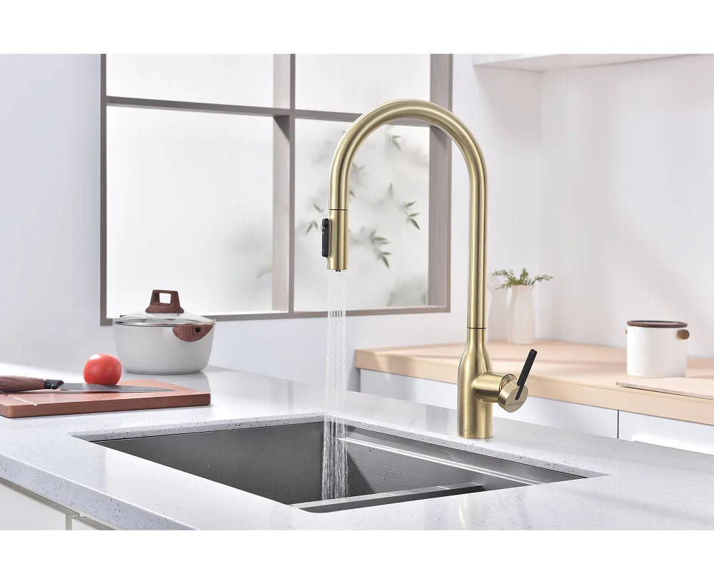 Смеситель для кухни Paulmark Universal Un213880-LG светлое золото Sancos — официальный сайт