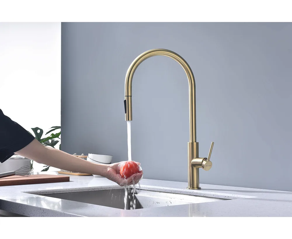 Смеситель для кухни Paulmark Senso Se215180-LG светлое золото Sancos — официальный сайт