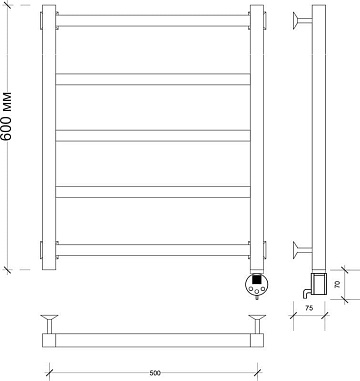 Полотенцесушитель электрический Secado Корато 1 R 60х50, хром